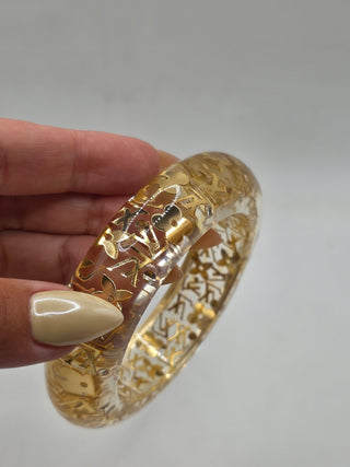 Louis Vuitton Gold-tone Crystal Resin Inclusions Bangle Bracelet
