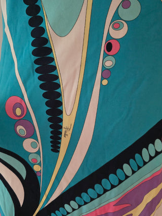 Emilio Pucci Blue Multicolor Signature Print Summer Dress S sz