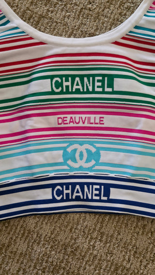Chanel White multicolor Interlocking CC 2019 Striped Top S sz FR36