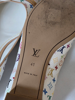 Louis Vuitton White Multicolore LV Monogram Ballet Flats 41 sz