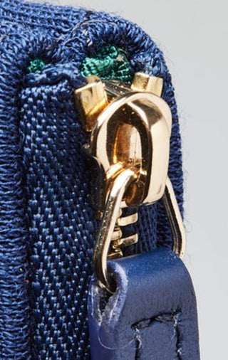 Chanel Blue Quilted Jersey Fabric Medium O-Case Zip Pouch VIP Bag