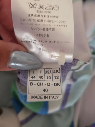 Emilio Pucci Purple Multicolor Signature Print long-sleeved dress 10 sz