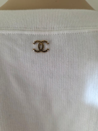 Chanel White Gold-tone CC Logo 2018 Paris-Greece T-Shirt L sz