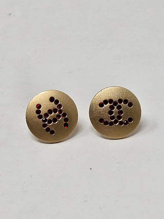 Chanel Gold-tone Strass Interlocking CC Stud Earrings