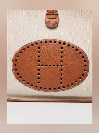 Hermès Gold Toile Canvas Evelyne II GM Bag