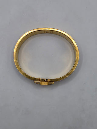 Hermes White Enamel Gold Plated Clic-H Narrow PM Bracelet