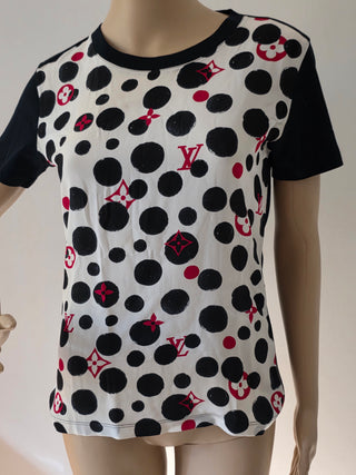 Louis Vuitton Black multicolor 2017 Polka Dot LV Print T-Shirt XS sz
