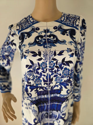 Dolce & Gabbana Blue Multicolor Silk Mini Dress IT38 sz
