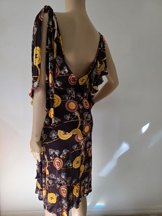 Chanel Brown Multicolor Interlocking CC Print Summer Dress 6 sz
