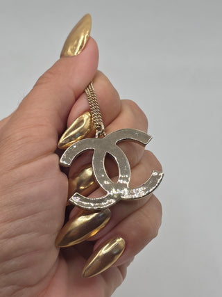 Chanel Gold-tone Multicolor Strass CC Pendant Necklace