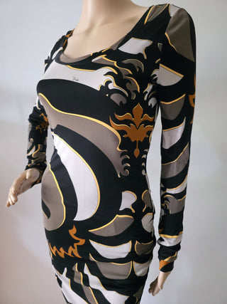 Emilio Pucci Brown Multicolor Signature Printed Mini Dress