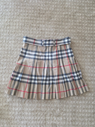 Burberry London Brown Multicolor Plaid Print Wool pleated skirt S sz