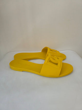 Dolce & Gabbana Yellow Jelly D&G Cutout Slides 39 sz