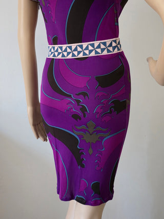 Emilio Pucci Purple Multicolor Signature Print Summer Dress 4 sz