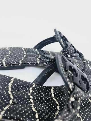 Tory Burch Black Snake print leather Reva thong sandals 7 M sz