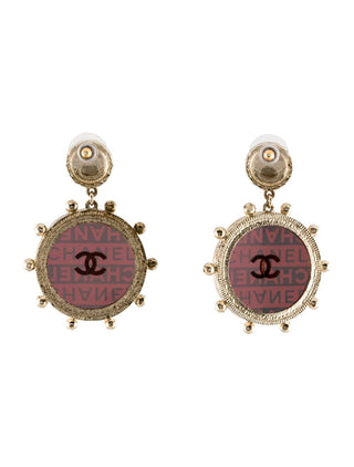 CHANEL Gold tone CC Logo Oversized Drop Earrings