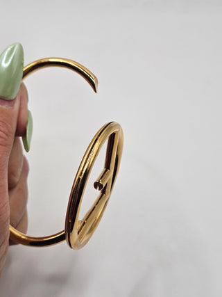 Fendi Gold-tone F Is Fendi Hinged Bangle Bracelet