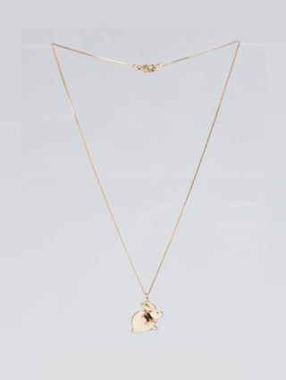 Chanel White Rabbit Interlocking CC logo Baby Animals Necklace