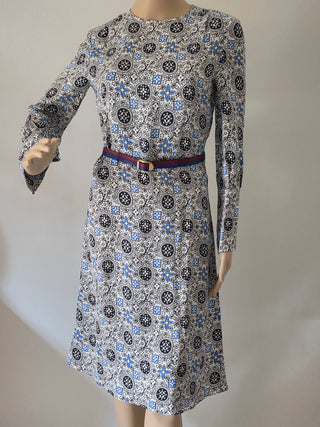 Louis Vuitton Black multicolor LV Monogram 2016 Midi Belted Dress XS | US2, FR34