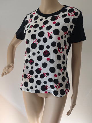 Louis Vuitton Black multicolor 2017 Polka Dot LV Print T-Shirt XS sz