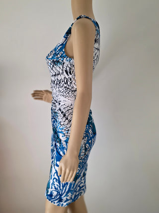 Emilio Pucci Blue Multicolor Signature Print Summer Dress 8 US sz