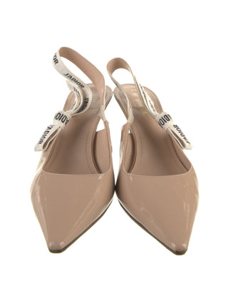 Christian Dior Beige Patent Leather J'Adior Printed Slingback Pumps 39.5 sz