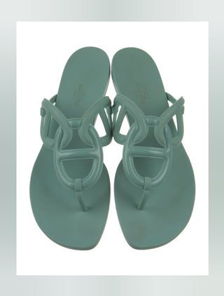 Hermès Blue Egerie Chaîne d'Ancre Insignia Slides 40 sz