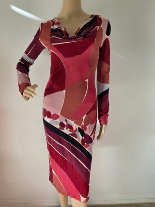 Emilio Pucci Brown Res Printed Midi Length Dress 40 sz