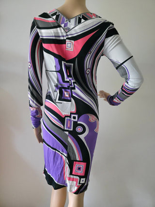 Emilio Pucci Purple Multicolor Signature Print Summer Dress S sz