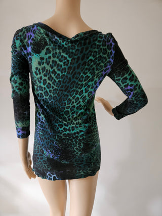 Emilio Pucci Green Animal Print long-sleeved top 6 US sz