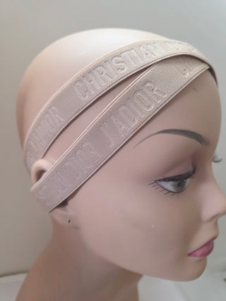 Christian Dior Beige Elastic J'Adior Monogram Headband