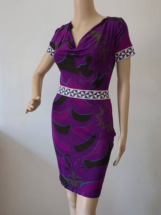 Emilio Pucci Purple Multicolor Signature Print Summer Dress 4 sz