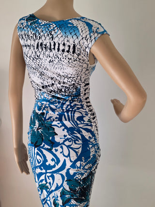 Emilio Pucci Blue Multicolor Signature Print Summer Dress 8 US sz