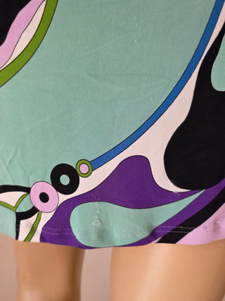 Emilio Pucci Purple Multicolor Signature Print long-sleeved dress 10 sz