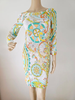Emilio Pucci Multicolor Printed long-sleeved summer dress 38 sz