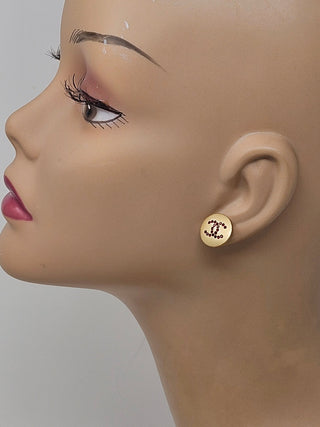 Chanel Gold-tone Strass Interlocking CC Stud Earrings