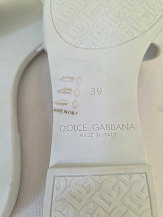 Dolce & Gabbana white rubber DG logo cutout sandals 39 sz