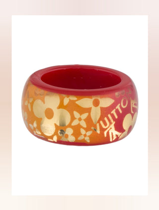 Louis Vuitton Red Gold Le Tropical Inclusion LV Charm Ring 4.75 sz