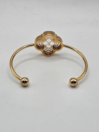 Louis Vuitton Gold-tone A La Folie LV logo Cuff Bracelet