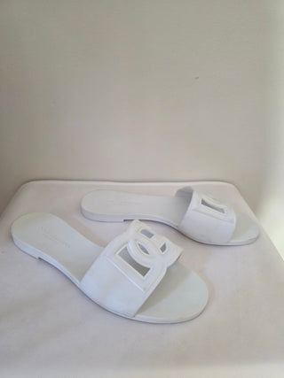 Dolce & Gabbana white rubber DG logo cutout sandals 39 sz