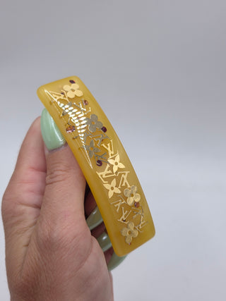 Louis Vuitton Gold-tone Yellow Resin Monogram Inclusion Hair Clip