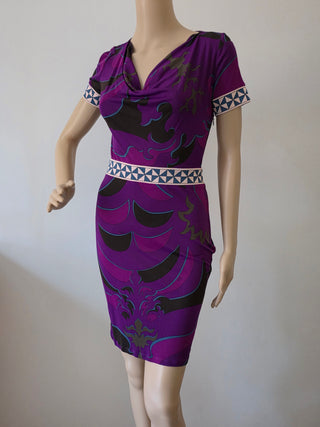 Emilio Pucci Purple Multicolor Signature Print Summer Dress 4 sz