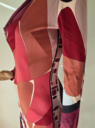 Emilio Pucci Brown Res Printed Midi Length Dress 40 sz