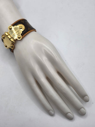 Louis Vuitton Brown LV Monogram Save It Wide Bracelet