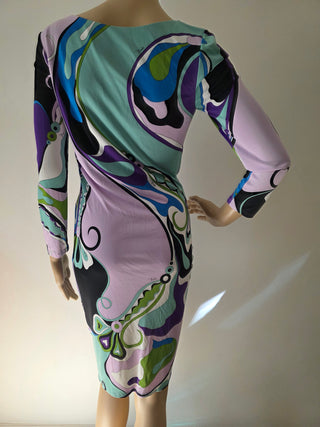 Emilio Pucci Blue Printed Knee-Length Dress S sz