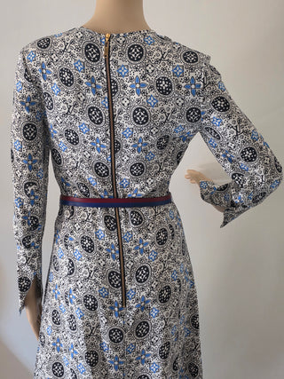 Louis Vuitton Black multicolor LV Monogram 2016 Midi Belted Dress XS | US2, FR34