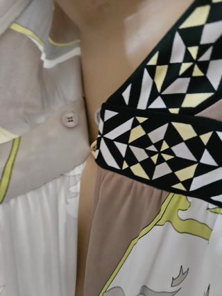 Emilio Pucci Brown multicolor signature print summer wrap dress 6 US sz