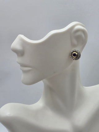 David Yurman Sterling Silver Amethyst Cookie Stud Earrings