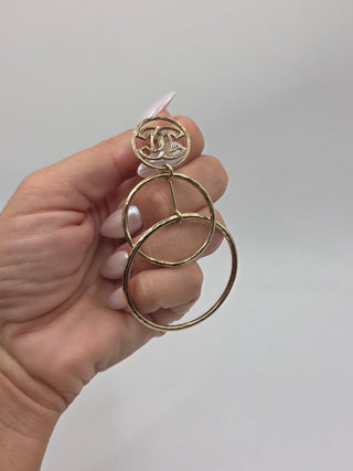 Chanel Gold-tone Interlocking CC Circle Drop Earrings