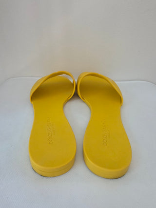 Dolce & Gabbana Yellow Jelly D&G Cutout Slides 39 sz